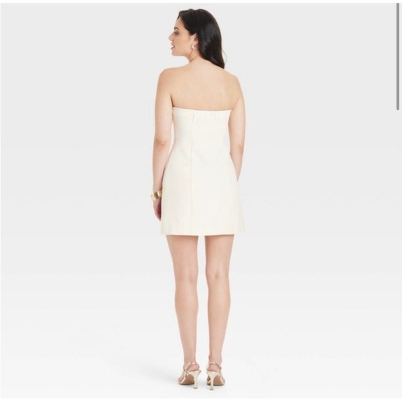 A New Day Women's Cream Strapless Mini Dress Party Cocktail Size 12 - Picture 2 of 6